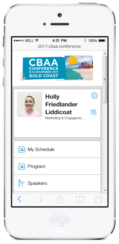 2017 CBAA Conference app - homepage