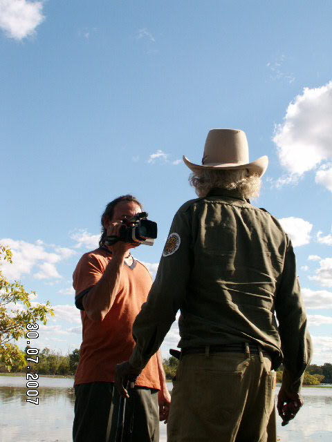 Man recording with video camera