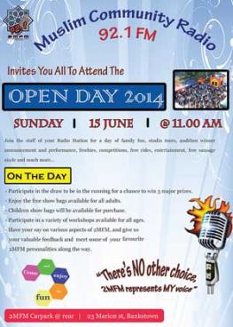 Muslim Community Radio  2014 Open Day Poster