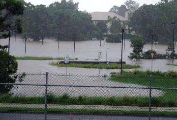 Flooding near the Queensland Tennis Centre